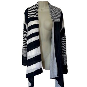 CASUAL by C.A SPORT large navy & white open front cardigan light weight